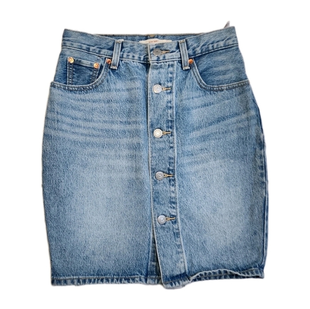 NWOT Levi's Premium Button-Front Denim Mom Skirt Light Wash 100% Cotton Size 26